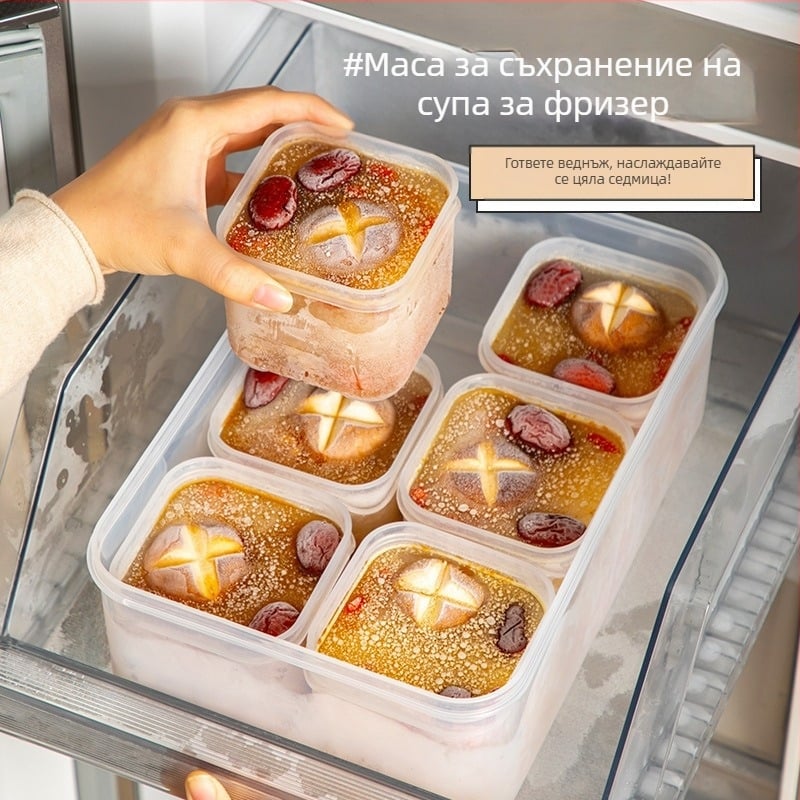 Контейнер за замразяване на супи, разделени порции, кутия за съхранение на храна, хранителен клас, PP материал, подходящ за фризер и хладилник