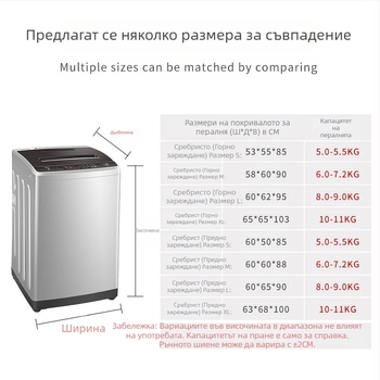 Водоустойчива UV-защитна покривка за пералня Haier Little Swan горно зареждане, универсална