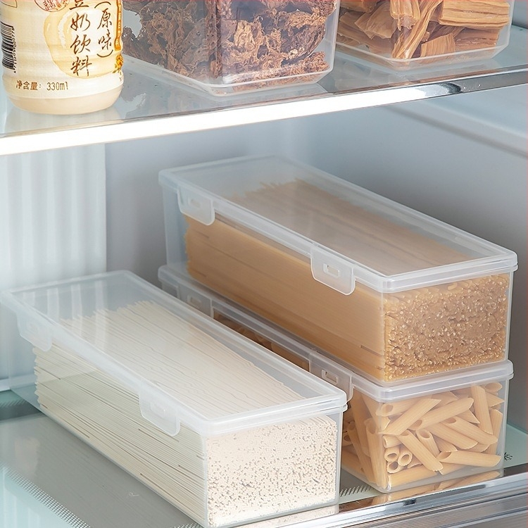 Кутия за съхранение на макарони, правоъгълна форма, голям капацитет, запечатващ капак, PP материал