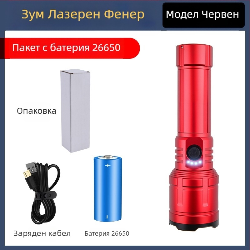 LED фенерче за къмпинг и открито – 20W, презареждаем, батерия 18650/26650, 360° въртене, обхват ≥500 m