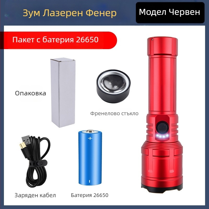 LED фенерче за къмпинг и открито – 20W, презареждаем, батерия 18650/26650, 360° въртене, обхват ≥500 m