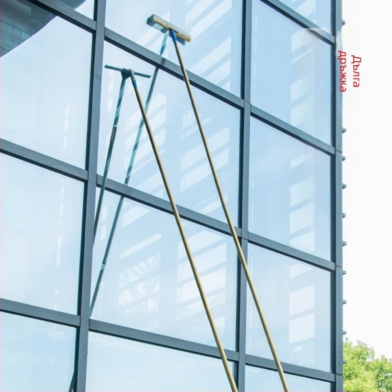 Shijie Домашно устройство за почистване на стъкла с удължена телескопична дръжка, едностранно избърсване, неръждаема стомана