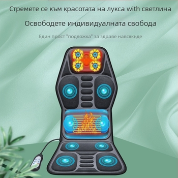Масажор за врата и гърба за автомобил и дом – месещ масаж, отопление и вибрация, 6+ масажни глави, 3-ти режим на интензивност, захранване от автомобил