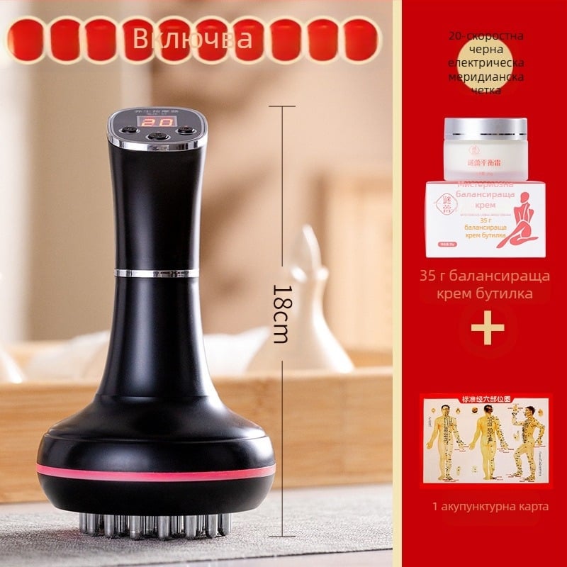 Електрическа меридианска четка и масажор за корема с 20 скорости, светлинна термотерапия и горещ компрес – за домашна употреба (20 скорости; светлинна термотерапия; горещ компрес)