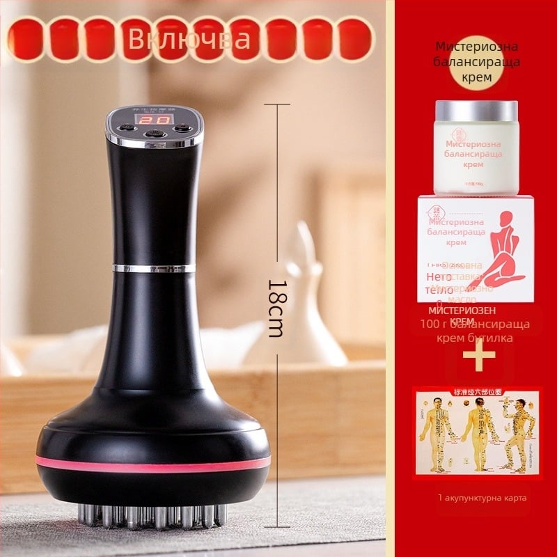 Електрическа меридианска четка и масажор за корема с 20 скорости, светлинна термотерапия и горещ компрес – за домашна употреба (20 скорости; светлинна термотерапия; горещ компрес)