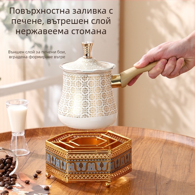 Комплект за нагряване на турска кафеварка, от неръждаема стомана, стил луксозно ретро, за кафе, персонализируем