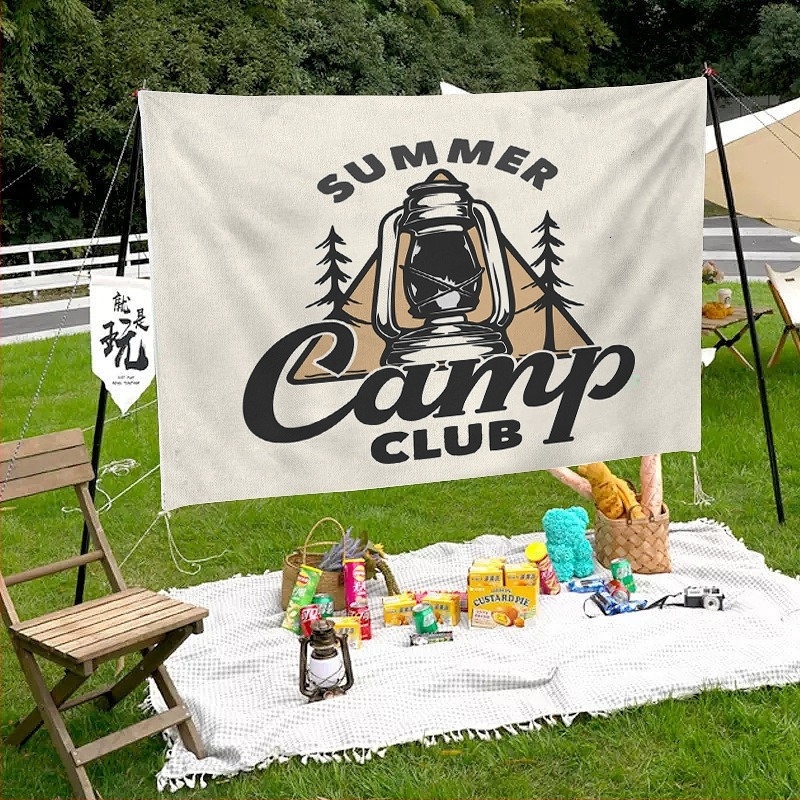 Гоблен за фон за неформално къмпинг пътуване – къса плюшена тъкан, 100% полиестер, правоъгълна форма, пейзажен модел, дигитален топлинен трансфер