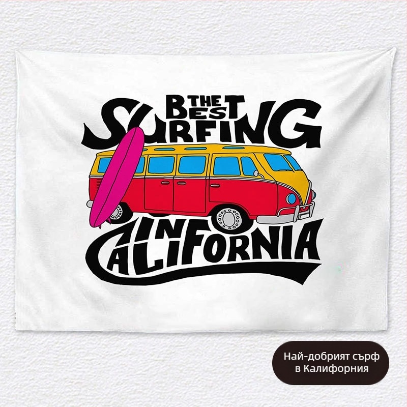 Гоблен за фон за неформално къмпинг пътуване – къса плюшена тъкан, 100% полиестер, правоъгълна форма, пейзажен модел, дигитален топлинен трансфер