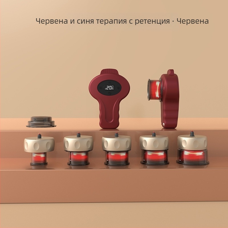 Електрическо интелигентно вакуумно масажно устройство с нагряване, USB захранване, ABS корпус, 4 скорости, батерия 1200 mA, CE сертифициран