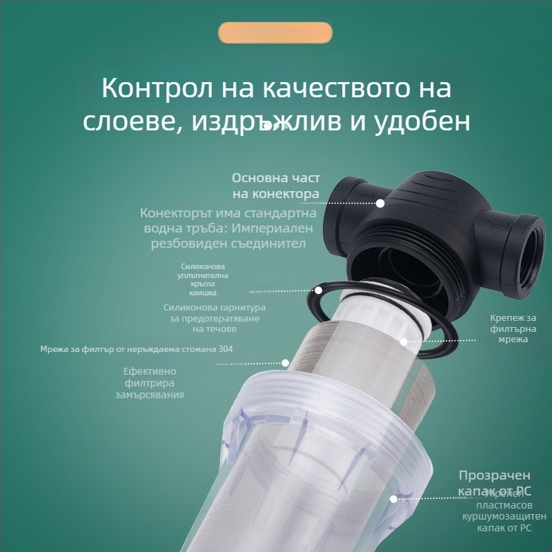 Предфилтър за водопровод, 304 неръждаема стомана, прозрачен визуален филтър, Mileage, модерен минималистичен стил