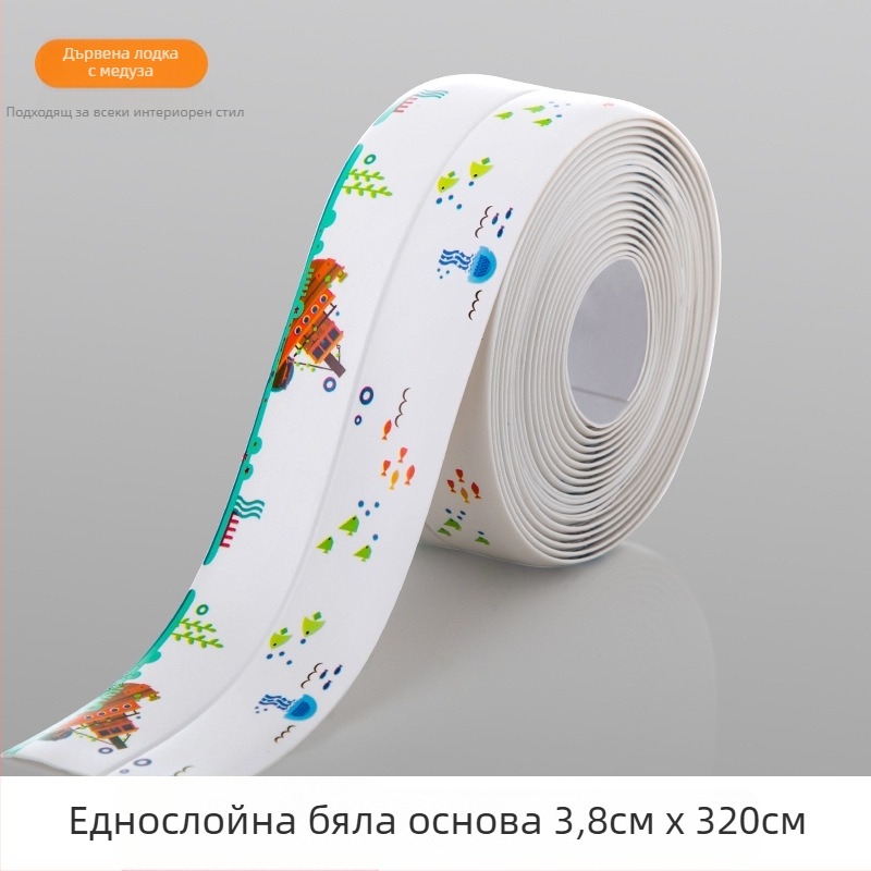 Водоустойчива стенна лента за уплътняване в кухня и баня, против мухъл, фуги-лента, плосък дизайн, 1 бр.