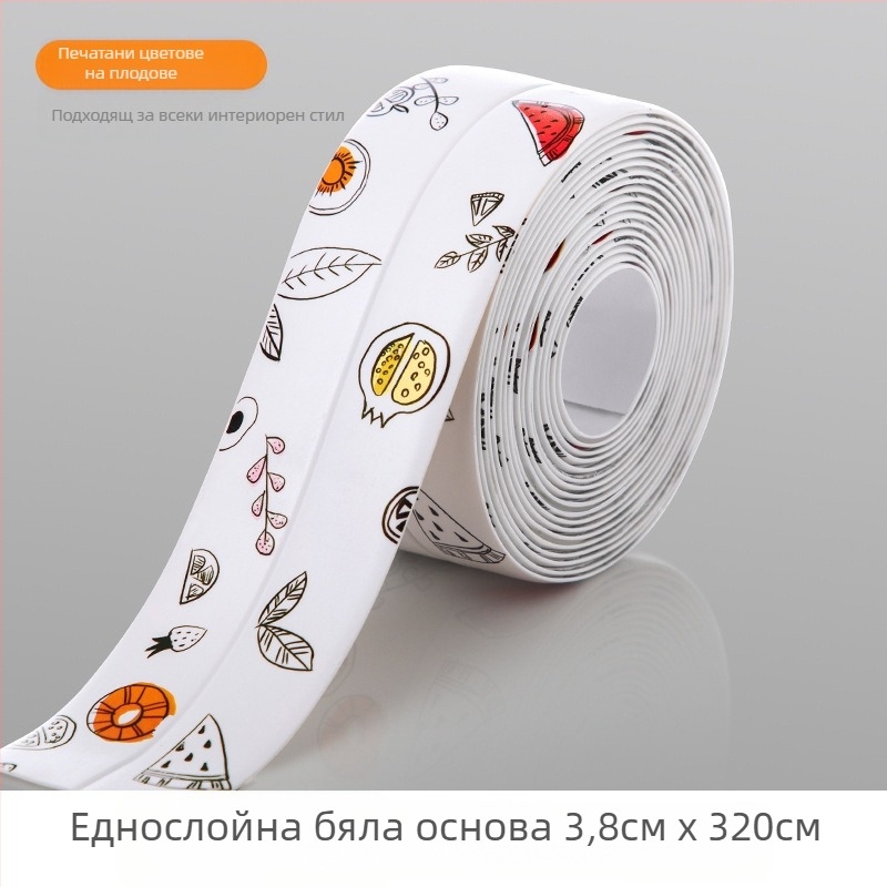Водоустойчива стенна лента за уплътняване в кухня и баня, против мухъл, фуги-лента, плосък дизайн, 1 бр.