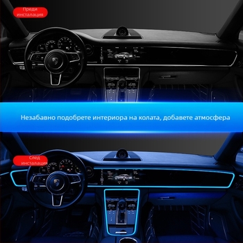 EL ръбна светлинна лента за автомобилен интериор – LED амбиентно осветление, 12V/5V