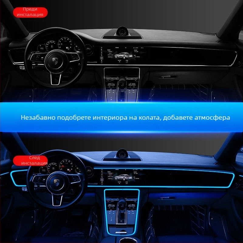 EL ръбна светлинна лента за автомобилен интериор – LED амбиентно осветление, 12V/5V