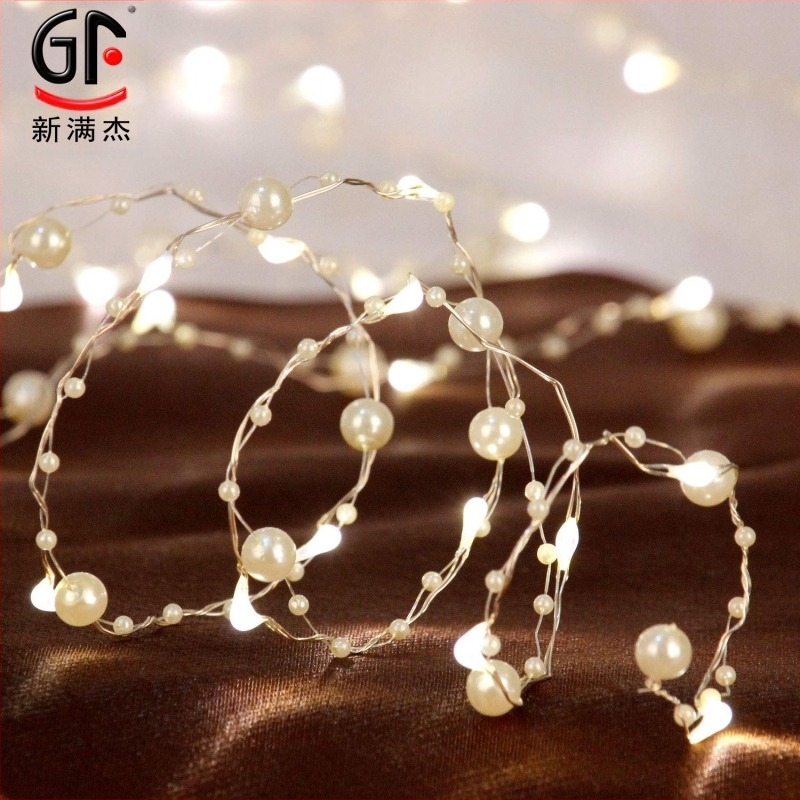 GF-pearl светлинна нишка с меден проводник, New Man Jie, 0.06W, батерийно захранване 4.5V, персонализируемо, за сватби и коледни украси