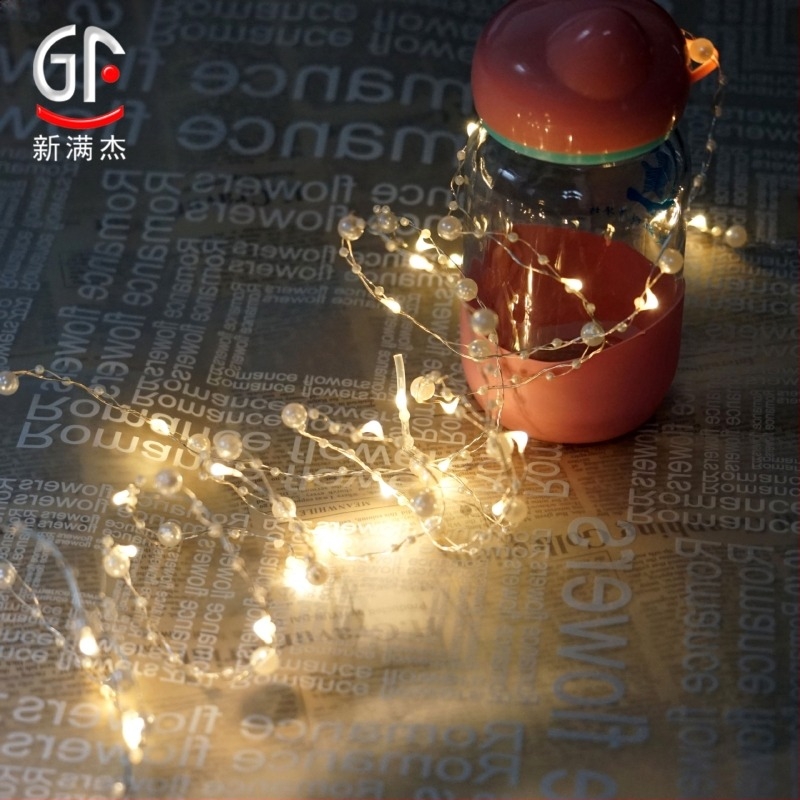 GF-pearl светлинна нишка с меден проводник, New Man Jie, 0.06W, батерийно захранване 4.5V, персонализируемо, за сватби и коледни украси