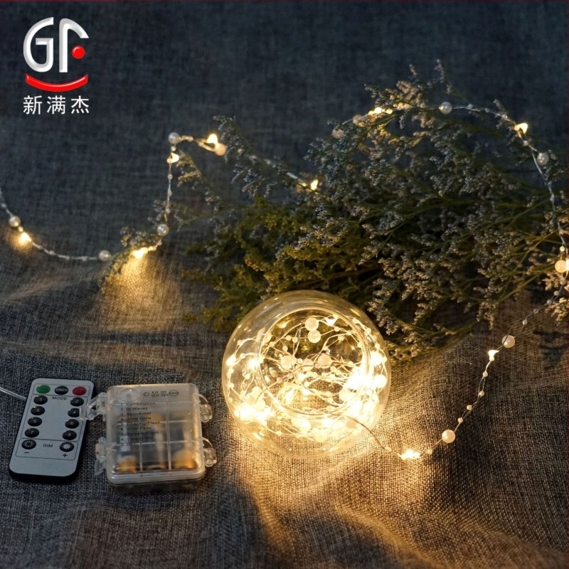 GF-pearl светлинна нишка с меден проводник, New Man Jie, 0.06W, батерийно захранване 4.5V, персонализируемо, за сватби и коледни украси