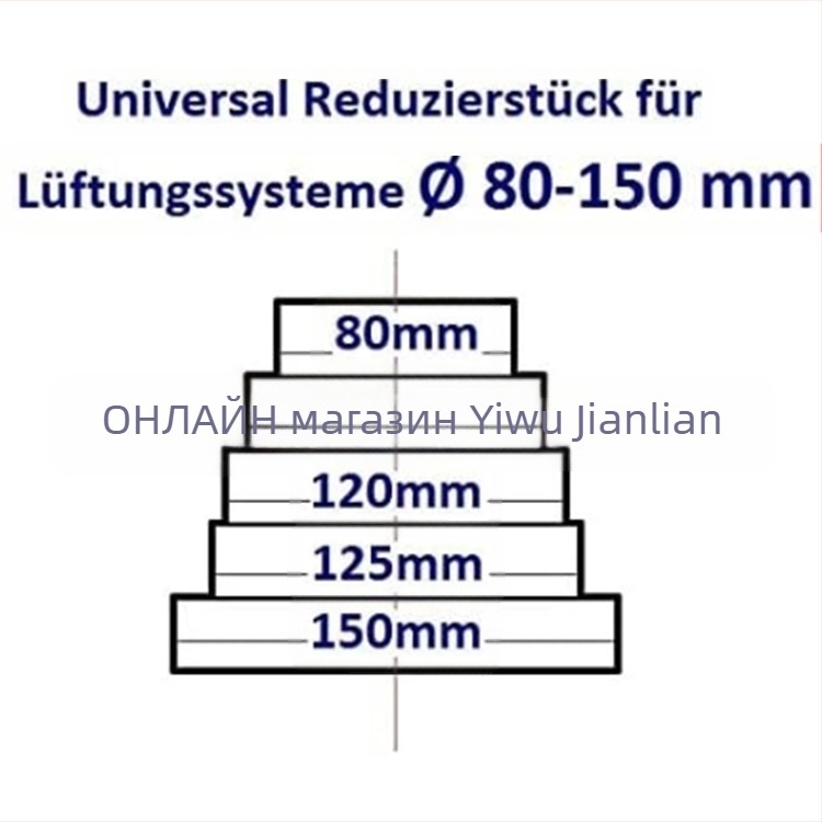 PVC редуктор за вентилационна тръба – пластмасов, адаптер през стената, дебел и удължен дизайн