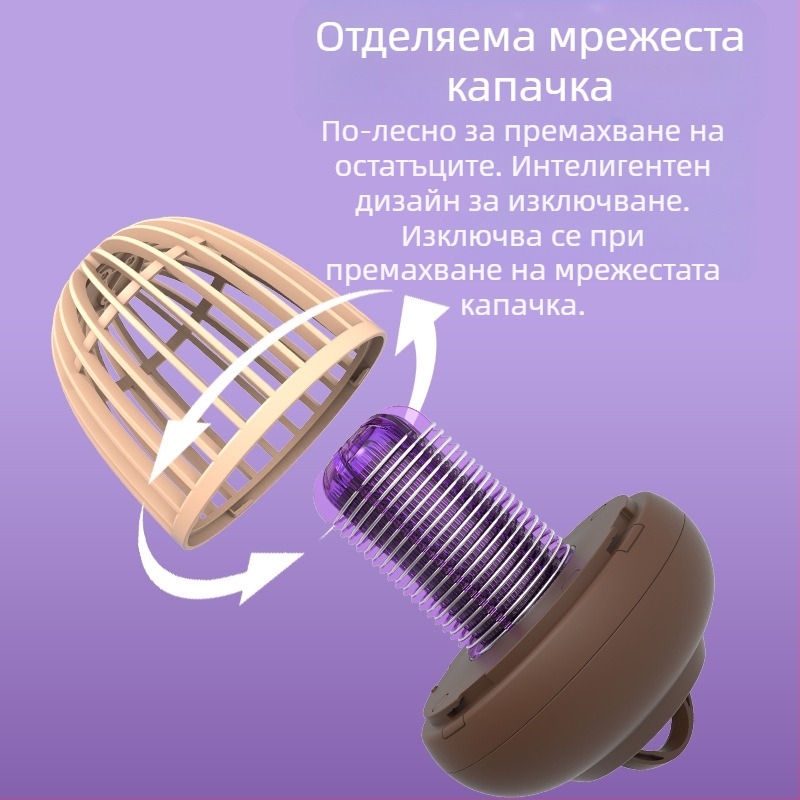 Лампа за убиване на комари с LED осветление, USB презареждаща, за външна употреба, улов чрез светлинна вълна, подходяща за площи 51–100 м², пусната през 2022 г.