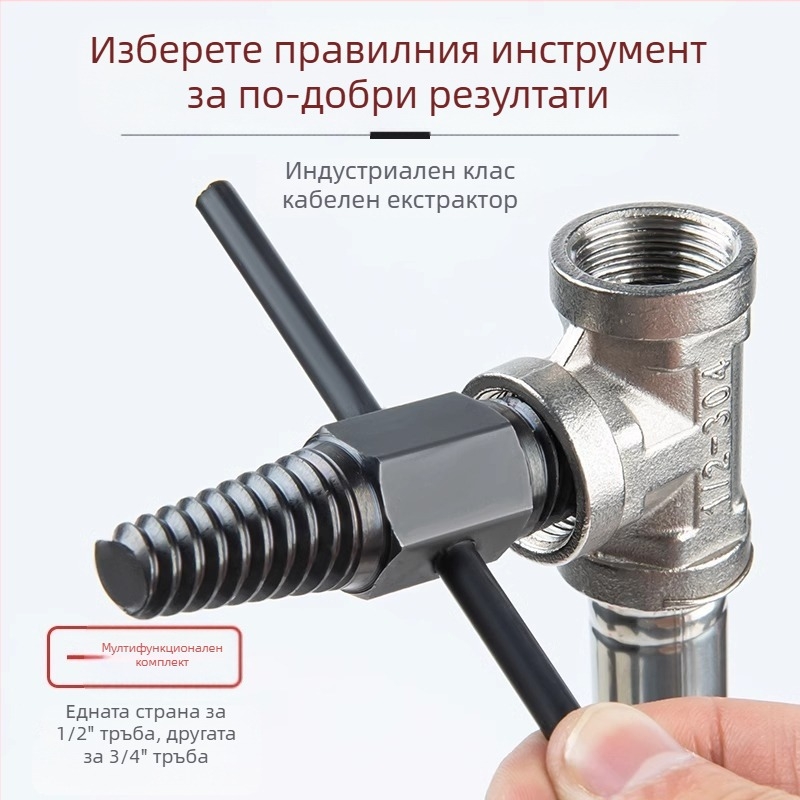 Shouli извличач за счупени винтове и резби за кранове и тръби – двуглавен, с обратна резба, шестостенков извличач