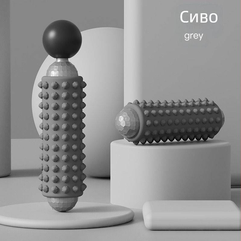 Електрическа масажна пръчка за фитнес и йога, USB захранване, механично управление, променлива скорост, 4 кръгли масажни глави, форма: правоъгълно трапецовидна, подходяща за глава, шия, талия и ханш.