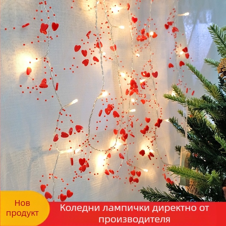 LED нишкови светлини с мъниста за Коледа, 20 светодиода, декоративно осветление за стая, захранване от батерия