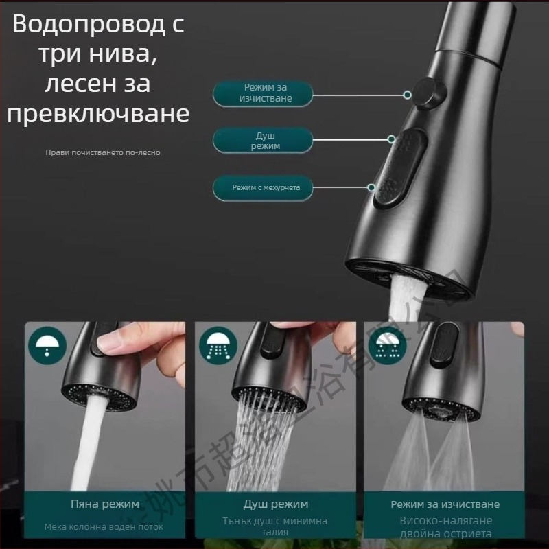 CJ-76 Медна антипръскаща глава за кухненски кран с универсално удължение, спирален монтаж, тип вал-ролков клапан, електроплакирано покритие