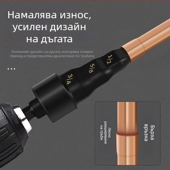 Комплект разширител за медни тръби с ръчна бормашина и разширител, имперски размери, за хладилници и климатизация, карбонова стомана