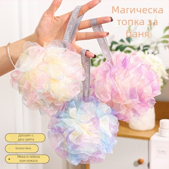 Нова луксозна топка за вана с форма на цвете – мека, щадяща кожата ексфолираща пяна за баня