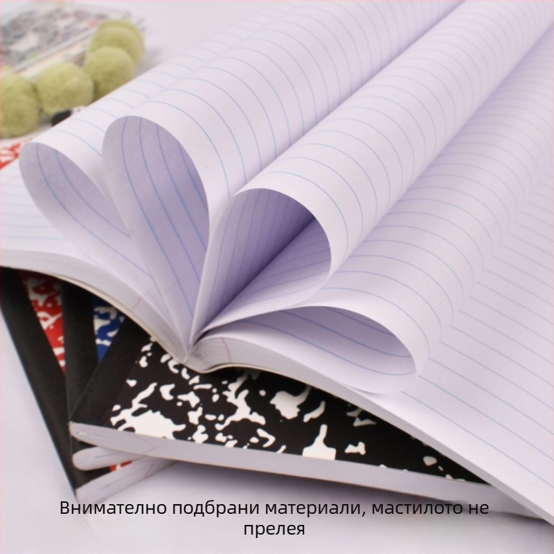 Бележник със шевно подвързване, мека корица, двойно офсетова хартия, 55 g, 100–200 страници