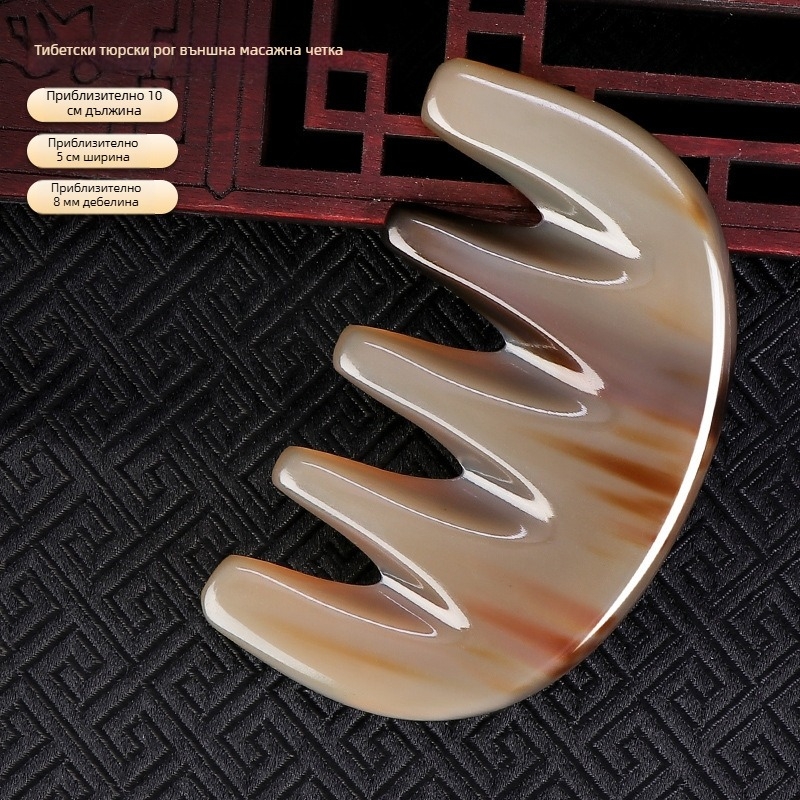 Гребен от рог с въздушна подложка за дълга коса — меридианен масаж на скалпа