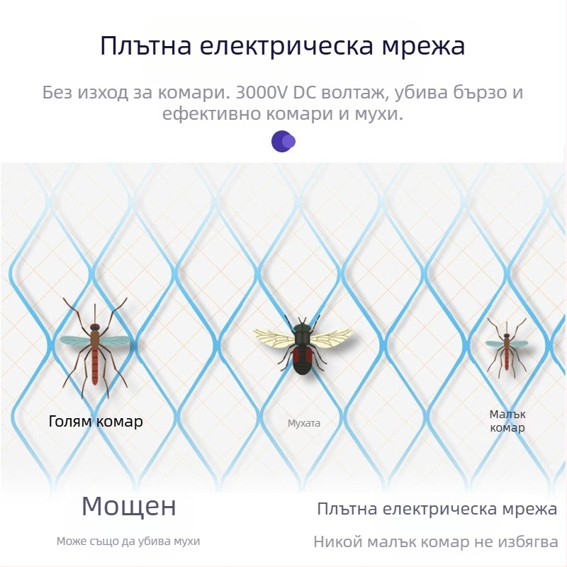Електрическа уловка за комари с UV лампа, алуминиева мрежа, обхват до 10㎡, ABS корпус, ръчно електрическо убийство