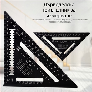 Дърводелски сет квадрат от алуминиева сплав със двойни скали (метрически и инчови), 45° и 90° ъгли