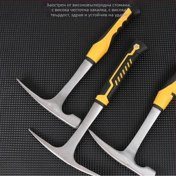 Геоложки чук с остър връх и плоска глава, глава от манганова стомана, стоманена дръжка, 1 кг