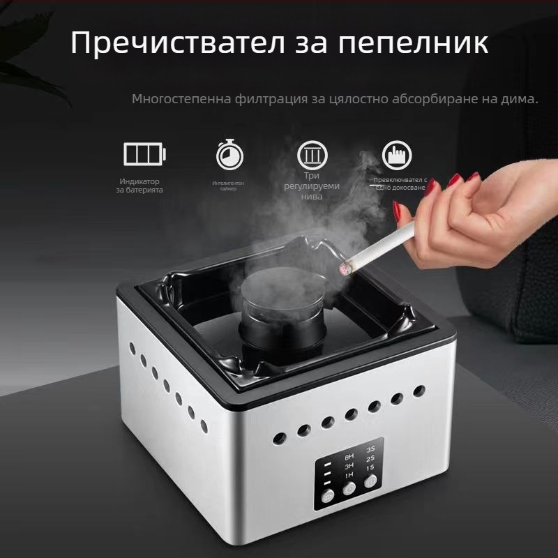 Умен пепелник-очистител на въздуха с отрицателни йони за дома, компактен настолен керамичен уред, премахва миризмата на пасивно пушене, елегантен дизайн