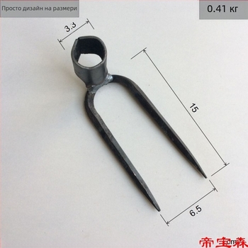 Ръчно ковано четиризъбно гребло, железно за кал, за градина и стопанство