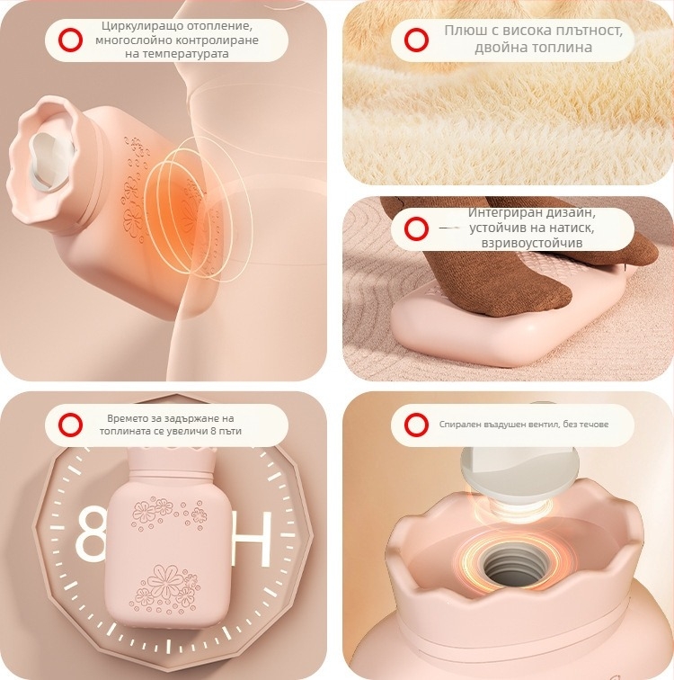 Силиконова бутилка за гореща вода със слънчогледов дизайн, преносим топлоизточник за ръце, пълнена с вода, топло и студено, нагряване в микровълнова печка