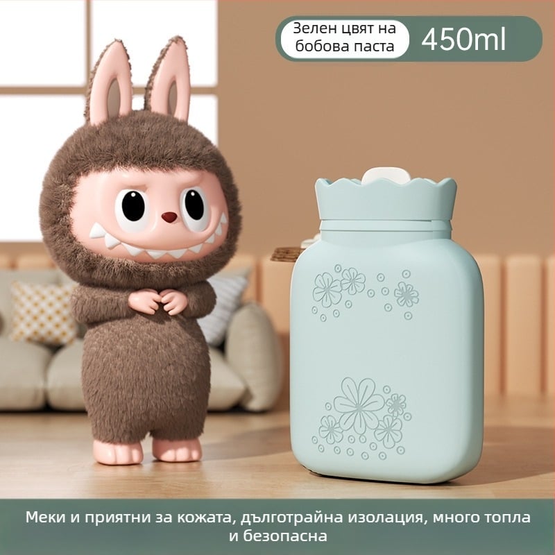 Силиконова бутилка за гореща вода със слънчогледов дизайн, преносим топлоизточник за ръце, пълнена с вода, топло и студено, нагряване в микровълнова печка