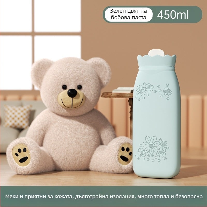 Силиконова бутилка за гореща вода със слънчогледов дизайн, преносим топлоизточник за ръце, пълнена с вода, топло и студено, нагряване в микровълнова печка