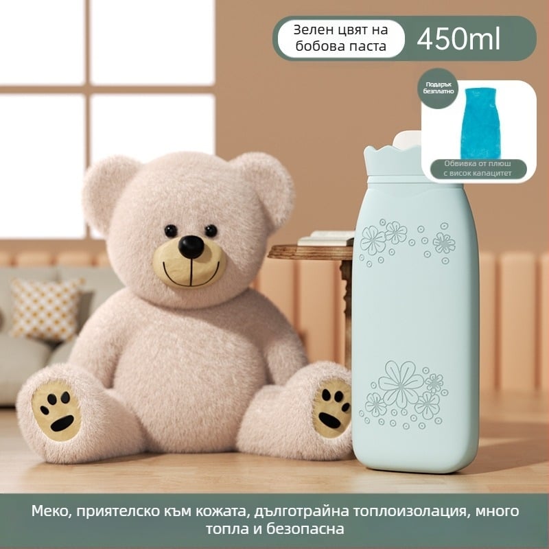 Силиконова бутилка за гореща вода със слънчогледов дизайн, преносим топлоизточник за ръце, пълнена с вода, топло и студено, нагряване в микровълнова печка