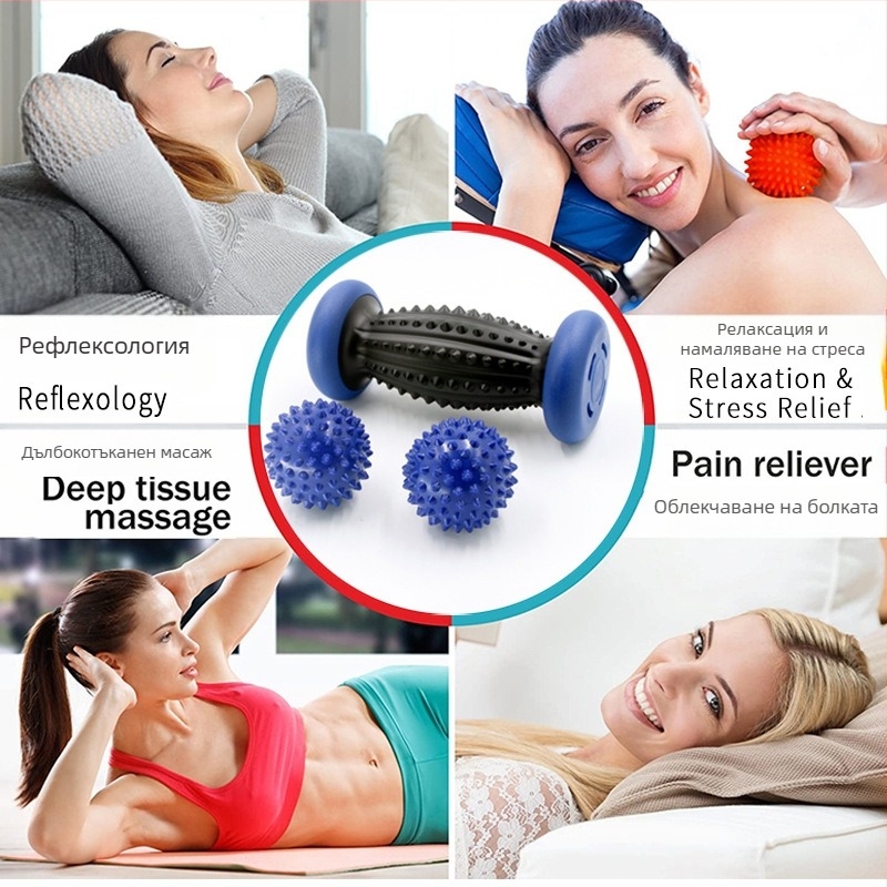 Преносимо масажно колело с fascia ball за масаж на крак и ръка, йога масажно колело, Heavy Huan; категория: масажна пръчка/чук; тип: преносимо; опаковка: 100 бр; материал: друго
