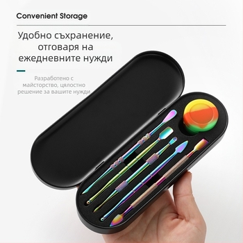 Комплект от неръждаема стомана за почистване на тръби за пушене и инструменти за дърворезба, размери 17.7 × 6 × 1.8 cm, тегло около 143 g; печат на лого и възможност за частна марка