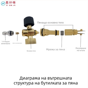 Пенообразувател за миене на автомобили с високо налягане, алуминий и инженерни пластмаси, регулируема пяна, вентилаторен тип пръскане
