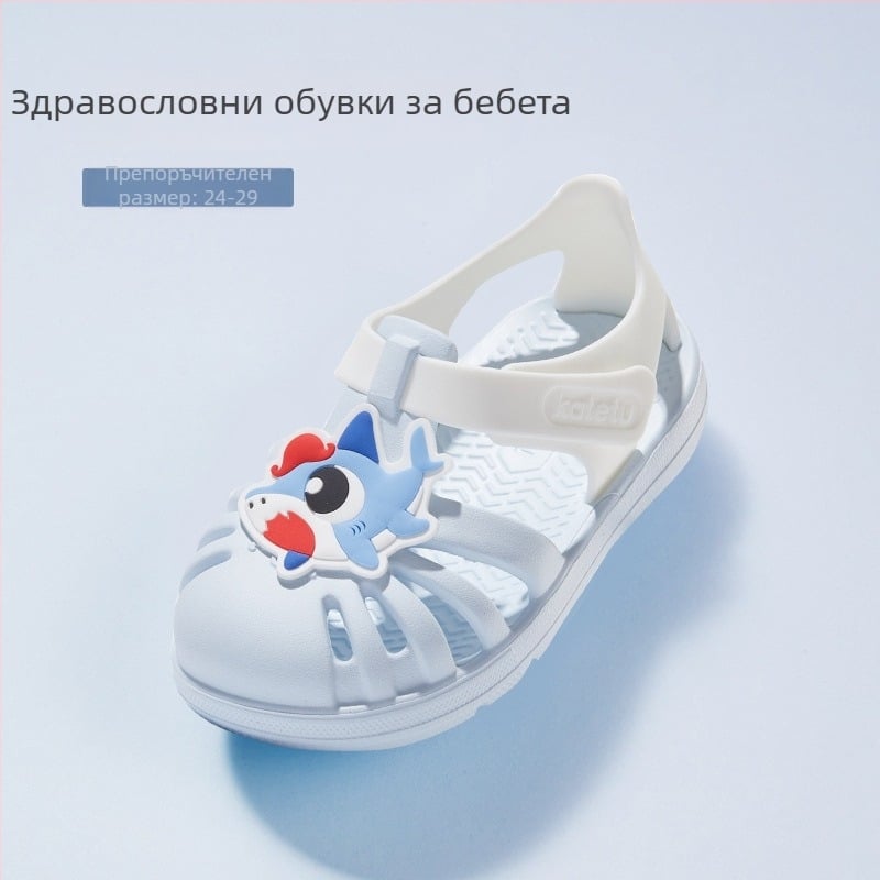Детски летни сандали за бебета и малки деца, с карикатурен дизайн, противохлъзгаща подметка, велкро закопчаване, за плаж и водни забавления