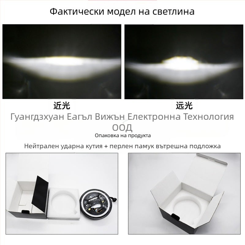 LED фар за автомобил – Wrangler светодиоден фар за офроуд и мотоциклети, корпус от авиационен алуминий 6063 + PC леща, отражателна чашка, модел YSJ01-MMRDD, съвместим с Wrangler и офроуд превозни средства