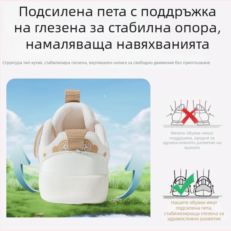 2024 пролетни дишащи обувки за бебета с мрежеста горна част и памучна мека подметка, противохлъзгащи за прохождане, за деца 12–36 месеца