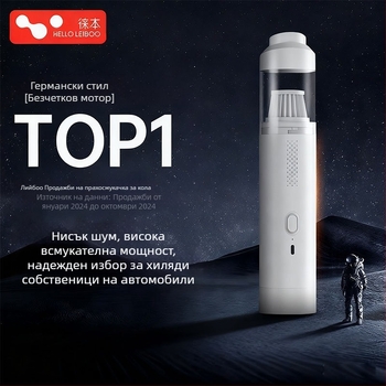 Ръчен автомобилен вакуум, безжичен, презареждащ се, 7.4V, 80W, всмукване 9000Pa