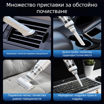 Ръчен автомобилен вакуум, безжичен, презареждащ се, 7.4V, 80W, всмукване 9000Pa