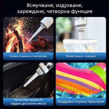 Ръчен автомобилен вакуум, безжичен, презареждащ се, 7.4V, 80W, всмукване 9000Pa