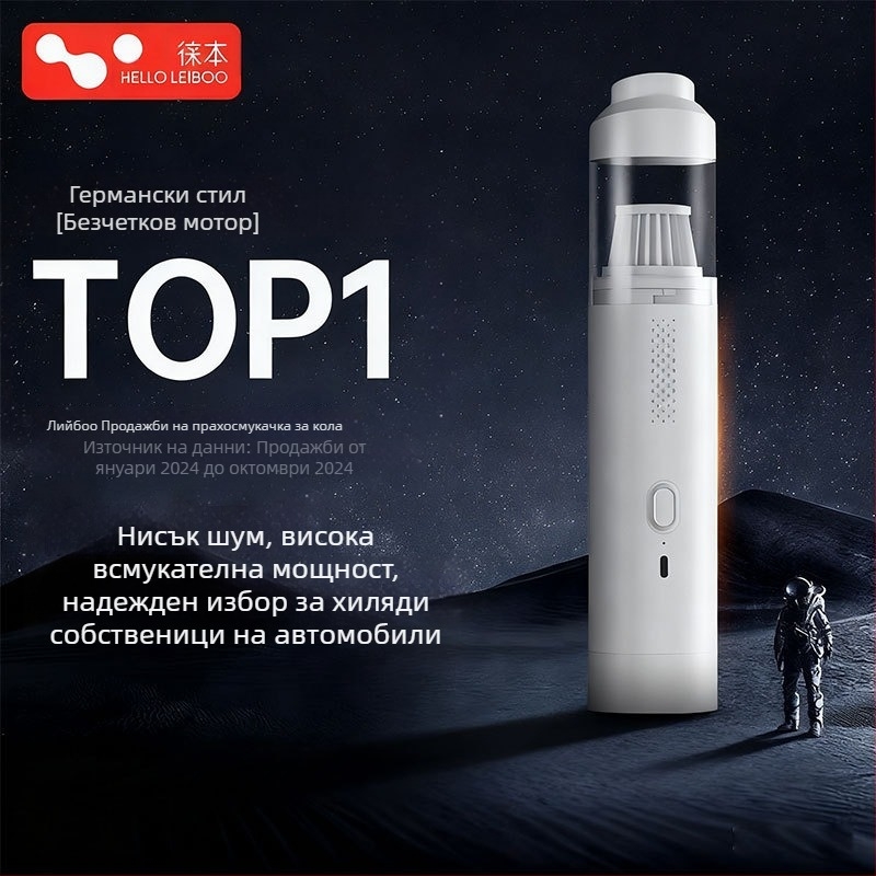 Ръчен автомобилен вакуум, безжичен, презареждащ се, 7.4V, 80W, всмукване 9000Pa